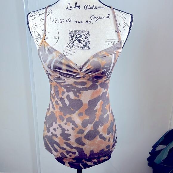 Vintage Arden B Leoplard Print Fitted Tunic Top size M/L - Picture 2 of 6